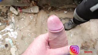 She won't stop pissing on his dick even after he came - outdoor pee on dick - 4K