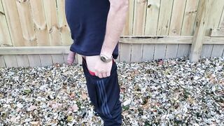 Pissing out of my freshly fucked pussy cock and pussy pee together holding bf's dick while he pees