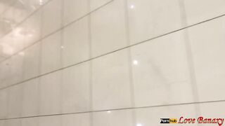 Masturbation and pissing in the public toilet