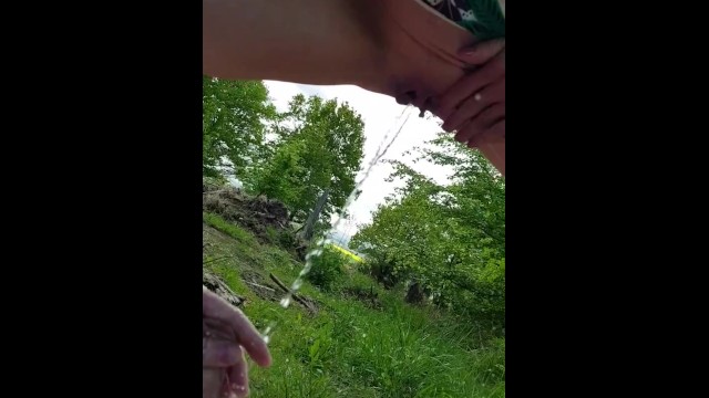 Sexy Girl pisses on my cock outdoor pissing