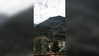 Indian cool girl pissing with beautiful view in village toilet - almost caught
