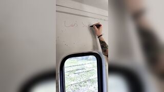 Bad girl is fucked on the train and pees at all command
