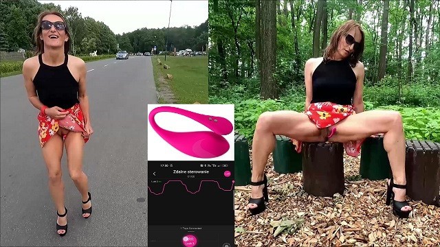 Public flashing in the Park with a Remote Vibrator