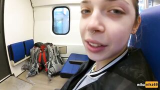 Real Public Blowjob in the Train | POV Oral Creampie by MihaNika69