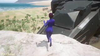 X-Men Mystique on the roof of a helicopter fucks with a man until sunset Wild Life