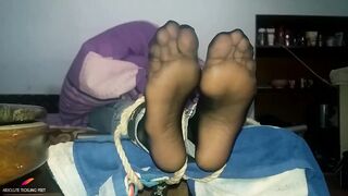 Very ticklsih feet in black nylons (bondaged and gagged tickled)