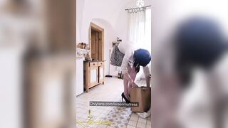 Sissy faggot training In the kitchen . Full clip on my Onlyfans (israelimistress)
