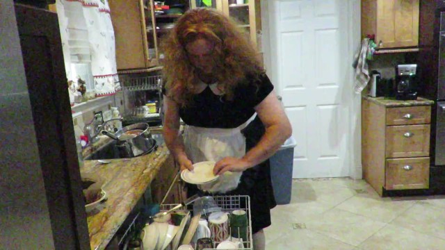 Sissy slave does dishes per Mistress Victorias' order