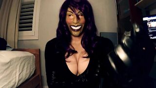 Purple Sheli Pt3! Masked girl rubbing her rubber pussy under her tight white yoga pants!