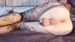 Ilandis in chastity and nylons has fun with her anus, fisting and fucking herself in the ass