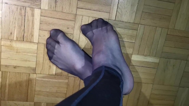 My toes in black transparent nylons
