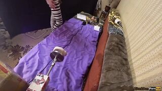 Femboy Fucks with a Sex Machine, Deep Anal, FOOT JOB