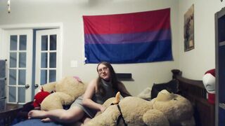 Sensually sucking small strapon