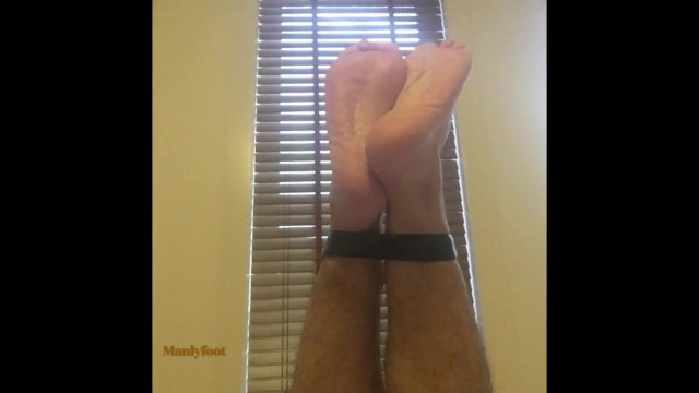 Male foot bondage - black leather belt bastinado whipping - first time trying out - Manlyfoot