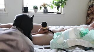 Moaning hyena gets overstem with a Venus 2000 milker with diaper play