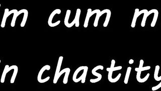 E-stim cum milking with chastity device