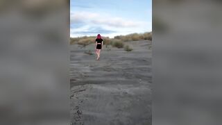 Hot Transwoman Pissing And Masturbating At The Beach