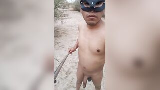 cute Trans naked in public with anal slut plug very hot with high heels and sexy feet enjoy it