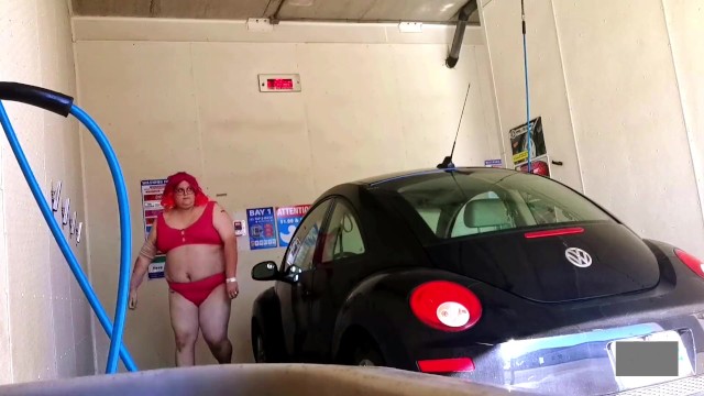 Dare: Sissy Washing a Car in a BIKINI in PUBLIC