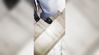 Sissy shemale walking nude at night and piss while in caged and plugged