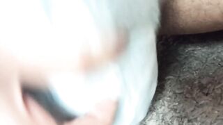 Rubbing wet pussy and big clit on a teddy bear