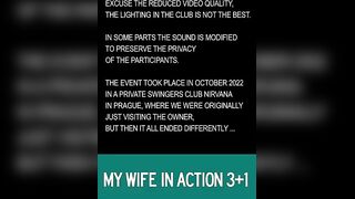My MILF wife in 3+1 threesome group action in Prague swingers club (and I always as cuckold)