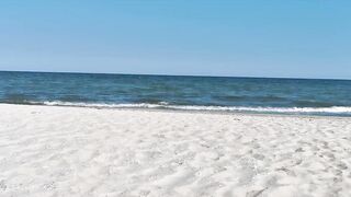 Sharing my girl with a stranger on the public beach. Threesome WetKelly.