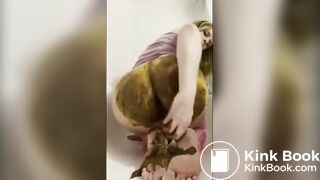 Chubby girl poo eating