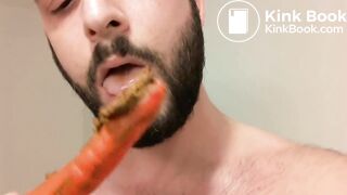Carrot insertion and scat swallowing