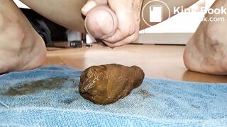 Longue et délicieuse masturbation scato avec des culottes sales, 2 éjacs sur mon caca