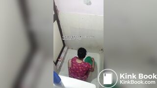 The girl excreted profusely in the toilet 77