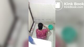 The girl excreted profusely in the toilet 77