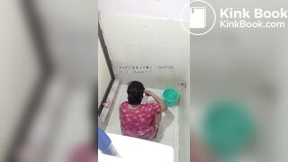 The girl excreted profusely in the toilet 77