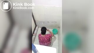 The girl excreted profusely in the toilet 77