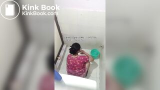 The girl excreted profusely in the toilet 77