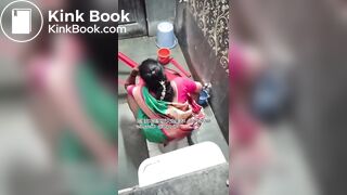 The girl excreted profusely in the toilet 80