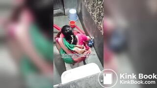 The girl excreted profusely in the toilet 80