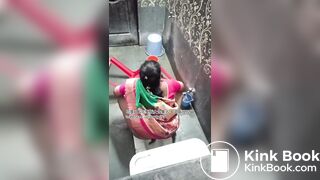 The girl excreted profusely in the toilet 80