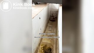 The girl excreted profusely in the toilet 82