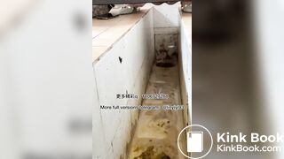 The girl excreted profusely in the toilet 82