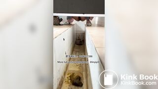 The girl excreted profusely in the toilet 82