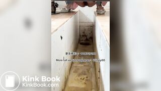 The girl excreted profusely in the toilet 82