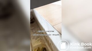 The girl excreted profusely in the toilet 82