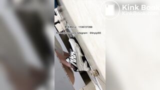 The girl excreted profusely in the toilet 84