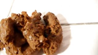 sexy skinny girl shits on bathroom follor