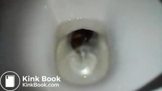 girl has shit in the toilet