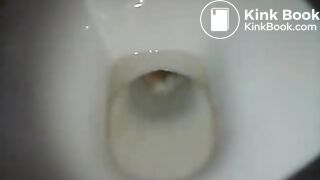 girl has shit in the toilet