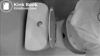 black and white pooping