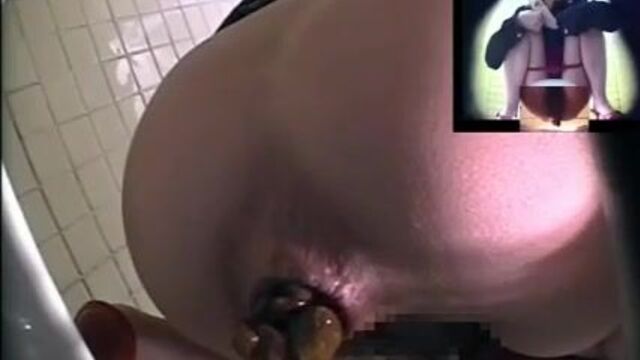 Hard shit in public toilet