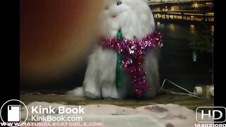 Slim brunette pushes out two hard lumps